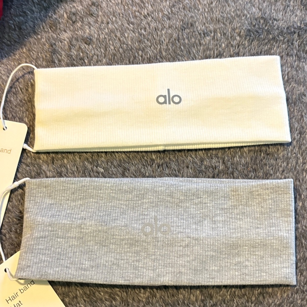 ALO Yoga Cream and Gray Hair Bands